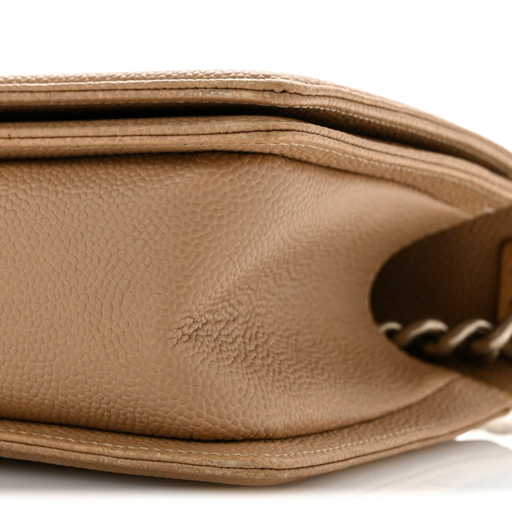 Calfskin Tweed Medium Boy Flap Dark Beige
