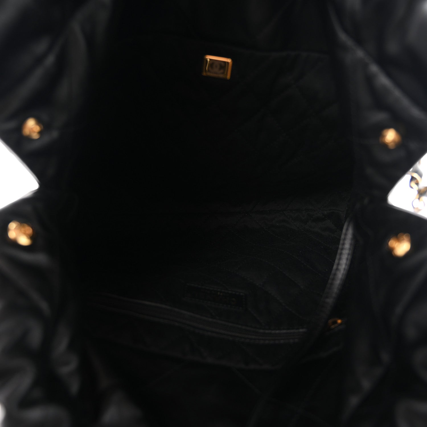 Shiny Calfskin Quilted Small Chanel 22 Black