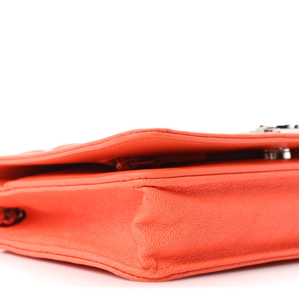 Caviar Quilted Boy Wallet On Chain WOC Orange