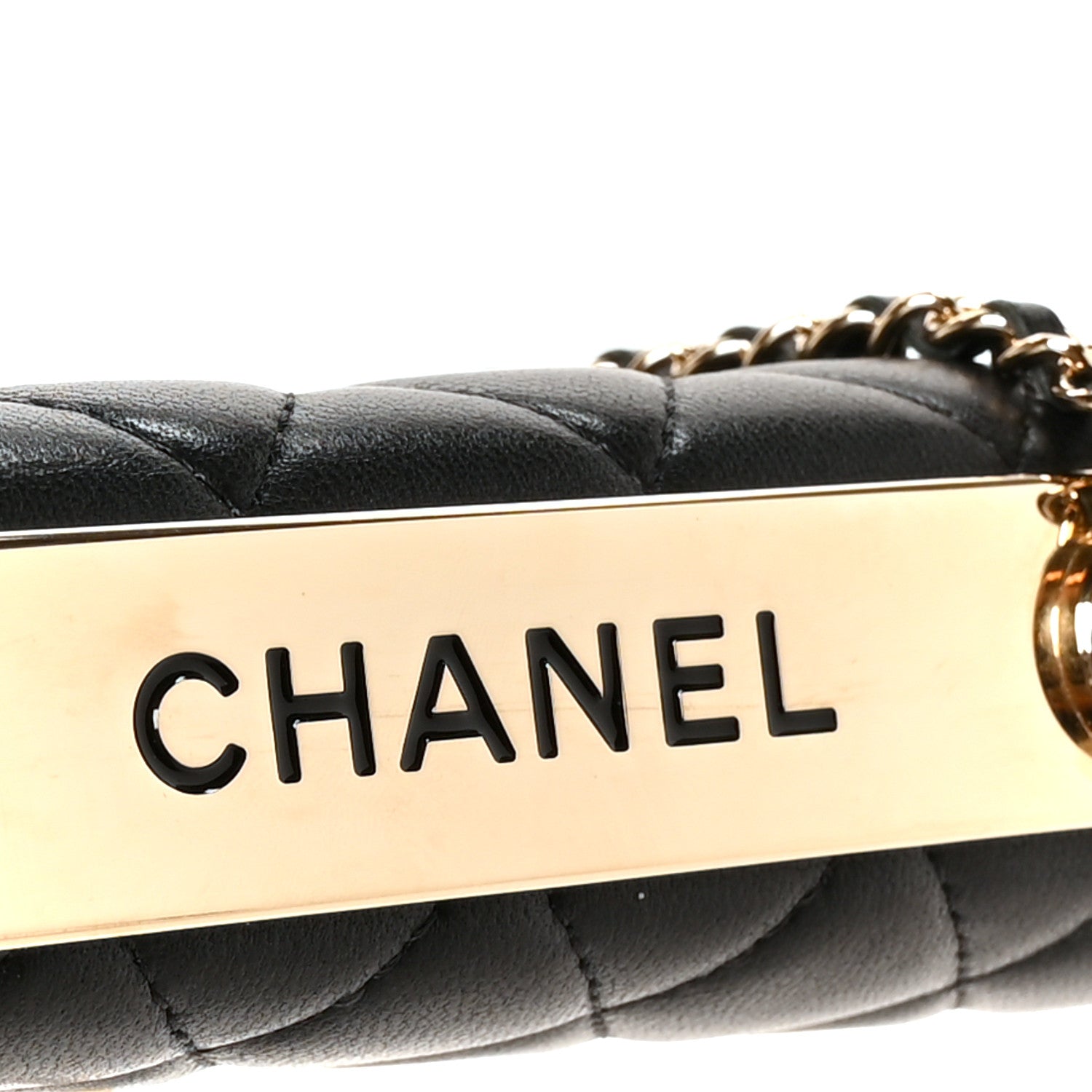 Lambskin Quilted Trendy CC Chain Clutch WOC Black