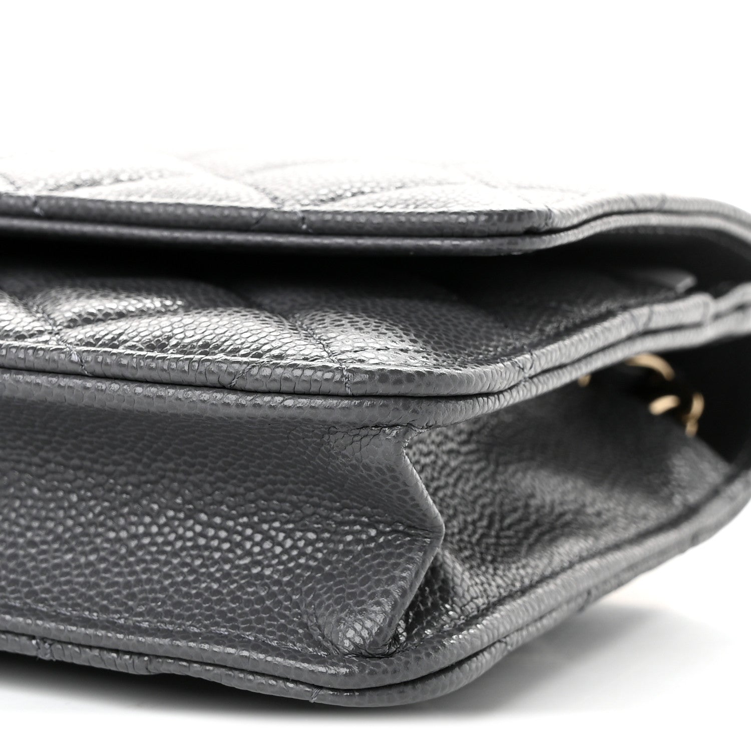 Caviar Quilted Wallet on Chain WOC Grey