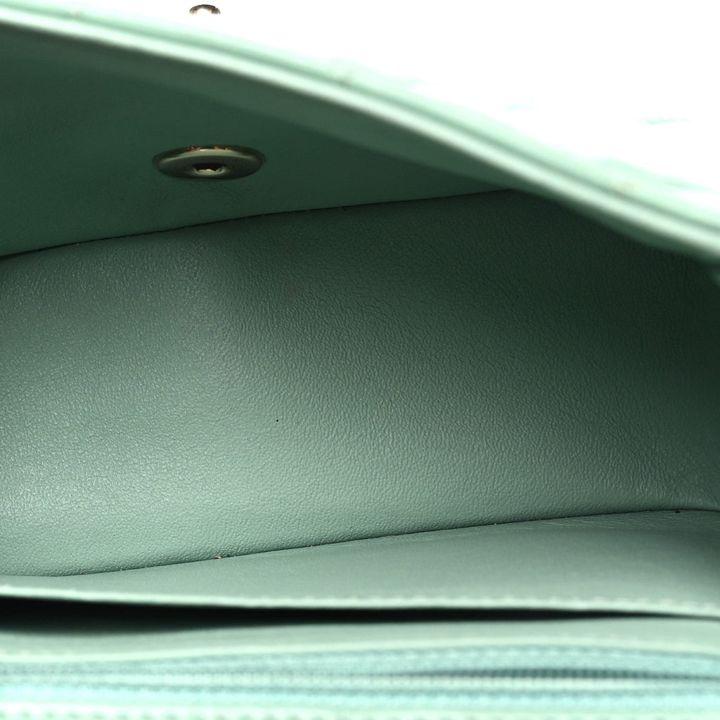 Lambskin Quilted Mini Square Flap Light Green