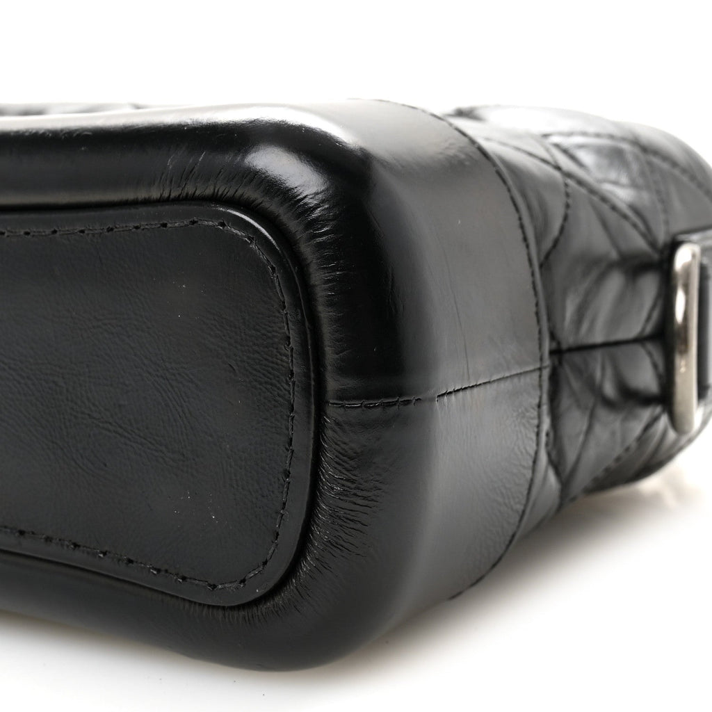 Aged Calfskin Quilted Small Gabrielle Hobo Black