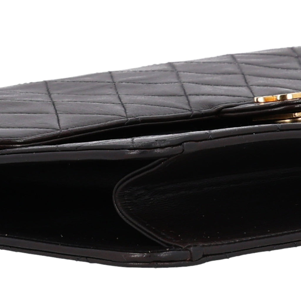 Lambskin Medium Double Flap Dark Brown