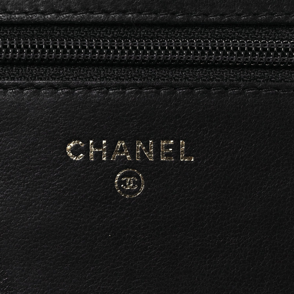 Lambskin Studded Wallet on Chain WOC Grey