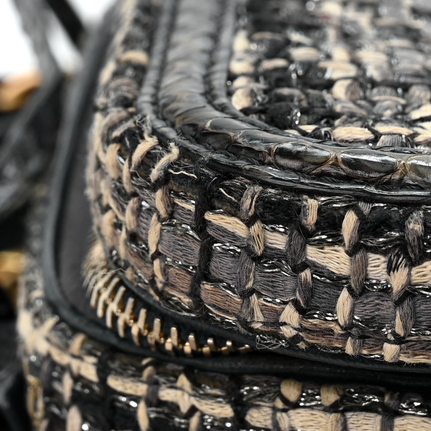 Tweed Snakeskin Quilted Medium CC Filigree Vanity Case Dark Navy