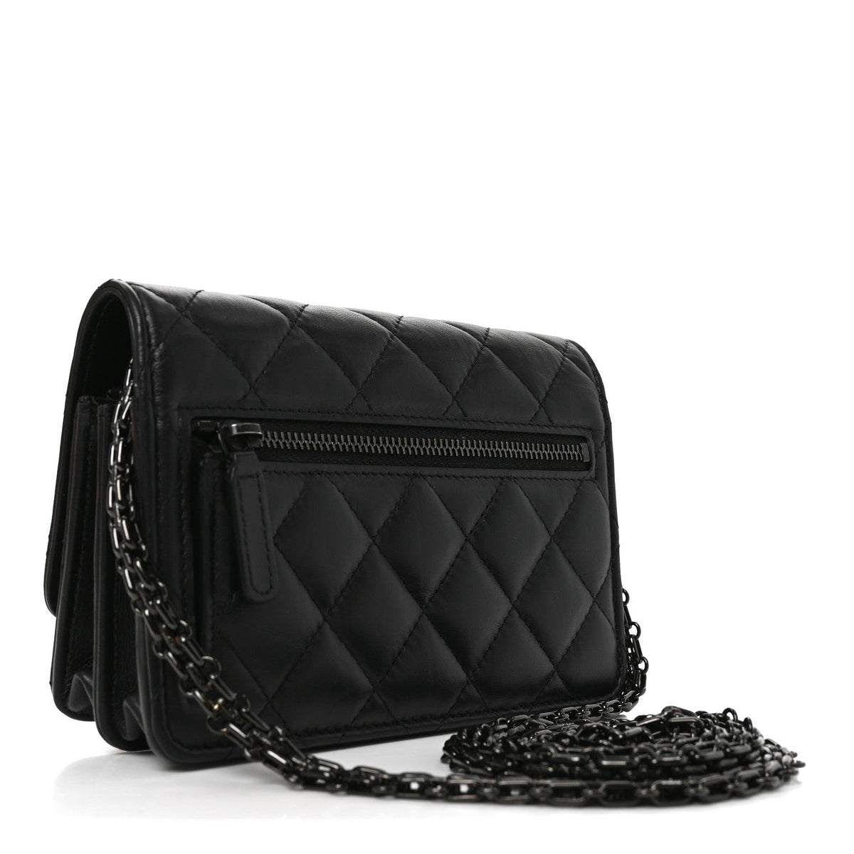 Aged Calfskin Quilted Mini Reissue Wallet On Chain WOC So Black