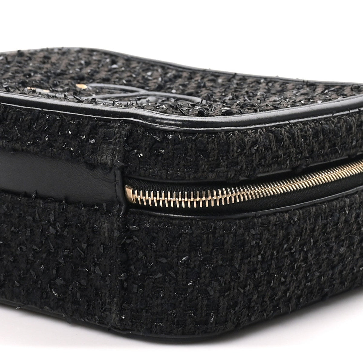 Tweed Quilted Medium CC Filigree Vanity Case Black