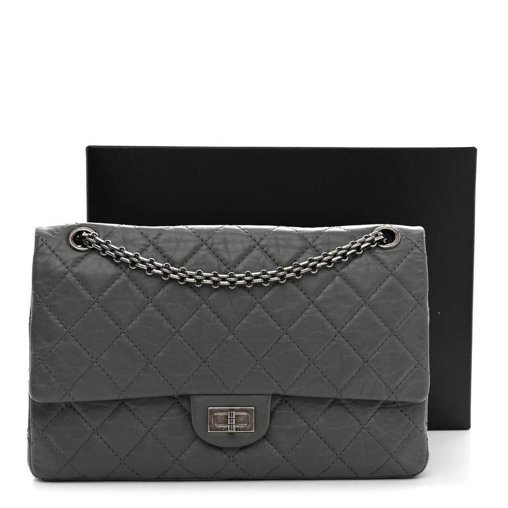 Aged Calfskin Quilted 2.55 Reissue 226 Flap Grey