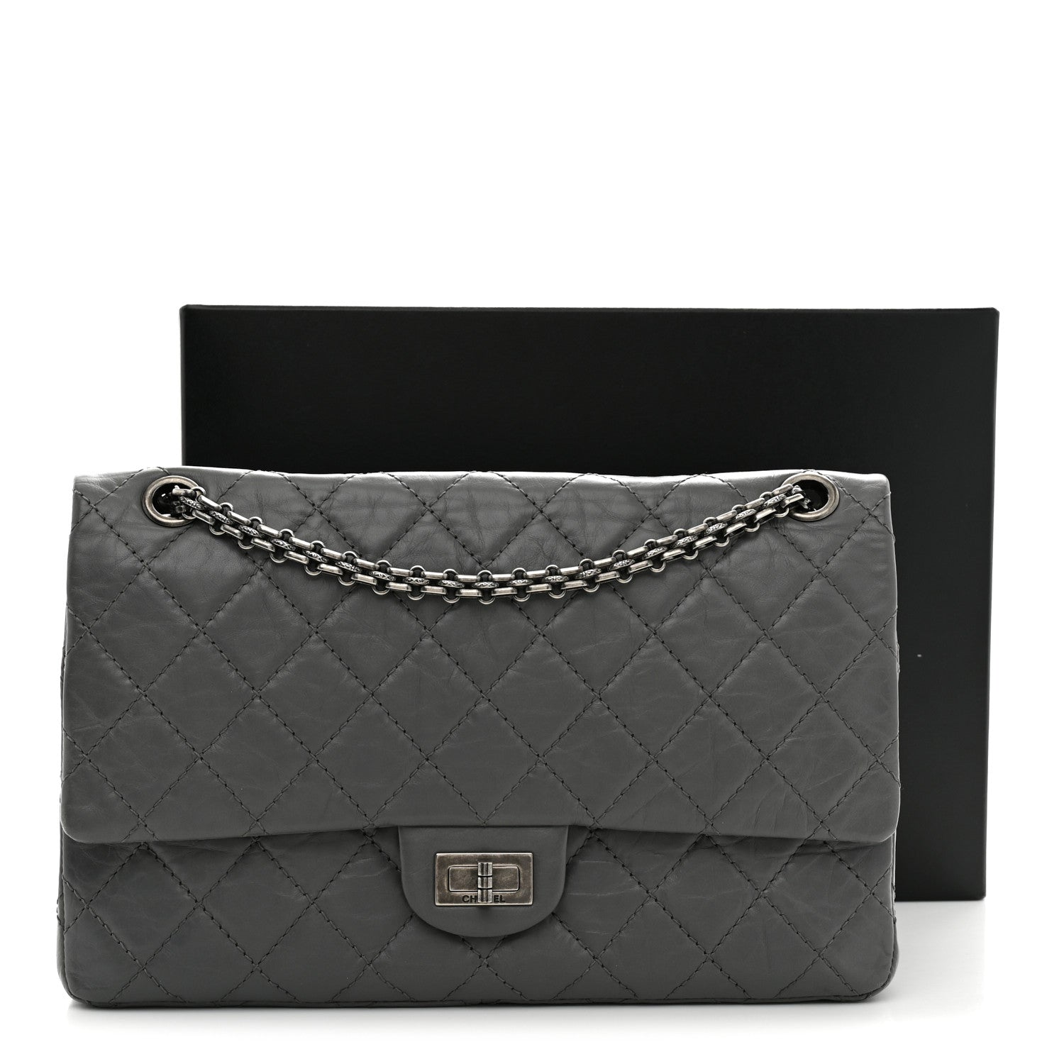 Aged Calfskin Quilted 2.55 Reissue 226 Flap Grey