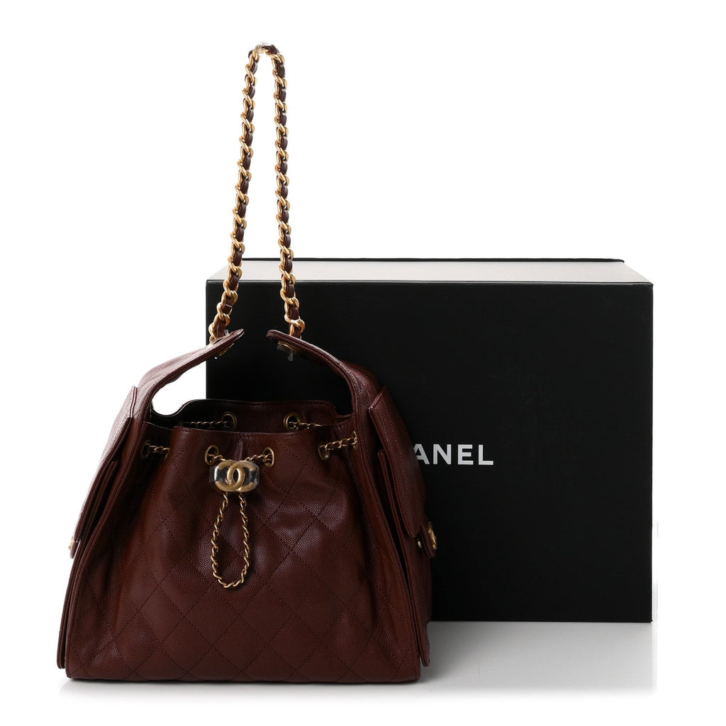Caviar Quilted Small Chanel 25 Handbag Brown