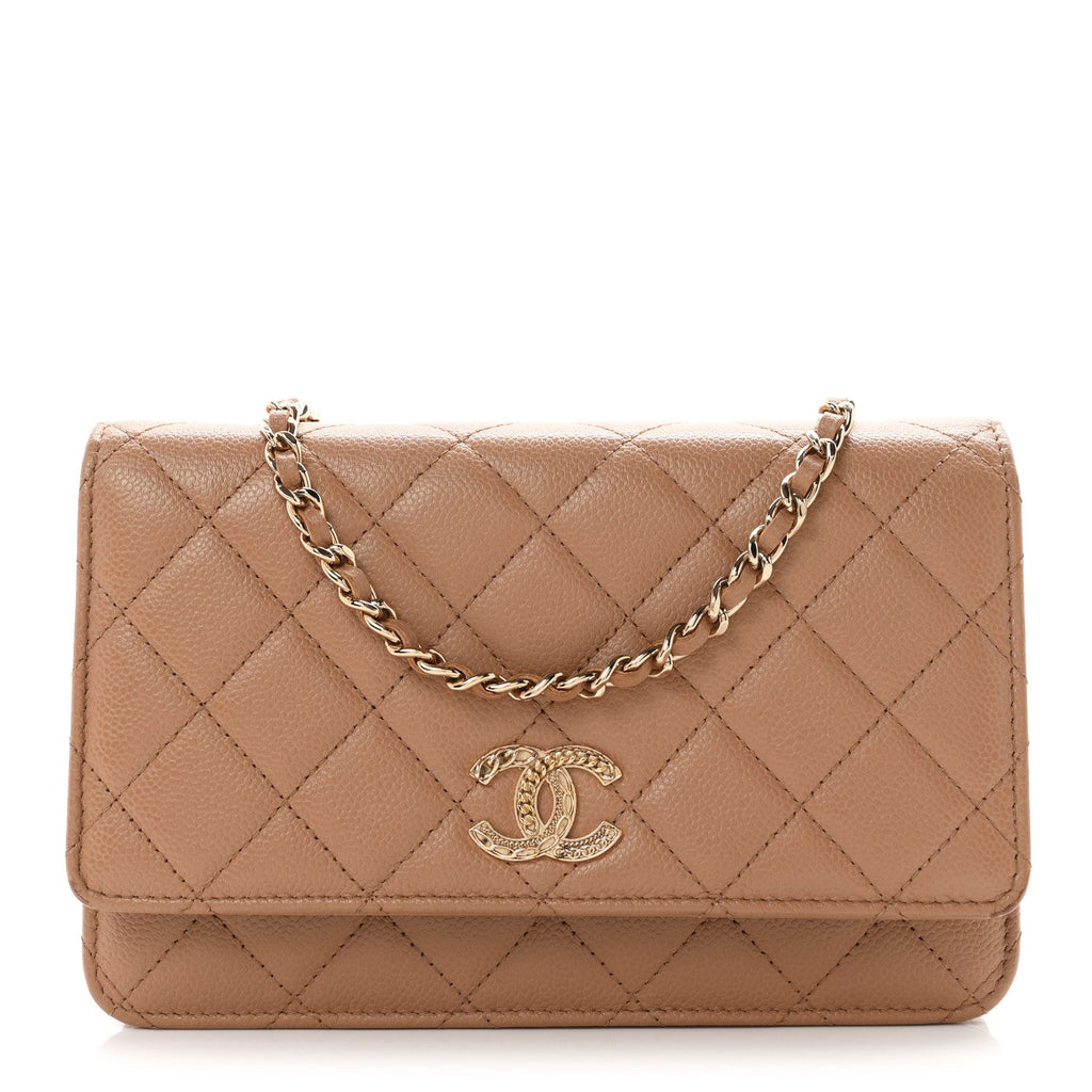 Caviar Quilted Multi Chain Wallet On Chain WOC Beige