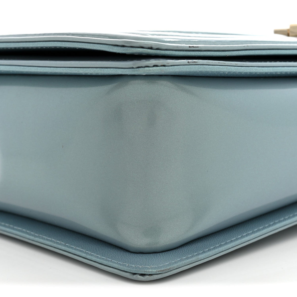 Iridescent Glazed Calfskin Quilted New Medium Boy Flap Light Blue