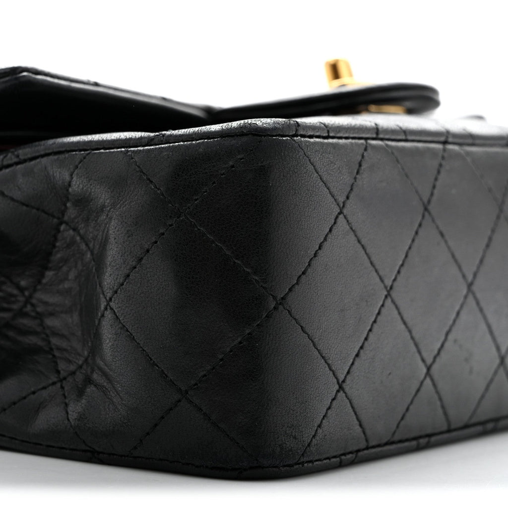 Lambskin Quilted Small Double Flap Black