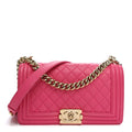 Lambskin Quilted Medium Boy Flap Pink