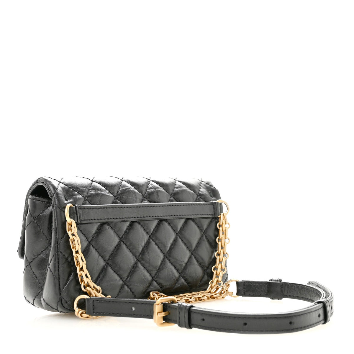 Aged Calfskin Quilted 2.55 Reissue Chain Waist Bag Black
