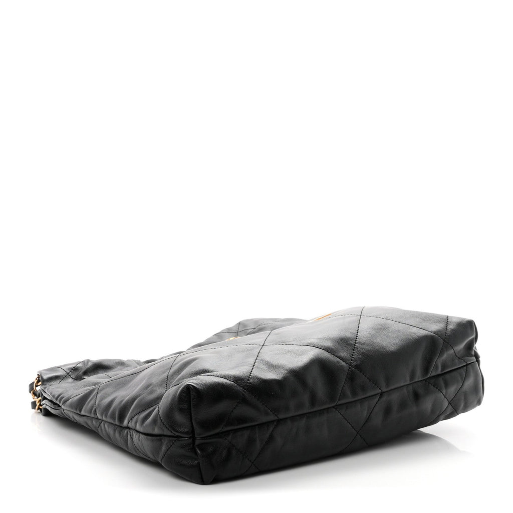 Shiny Calfskin Quilted Small Chanel 22 Black