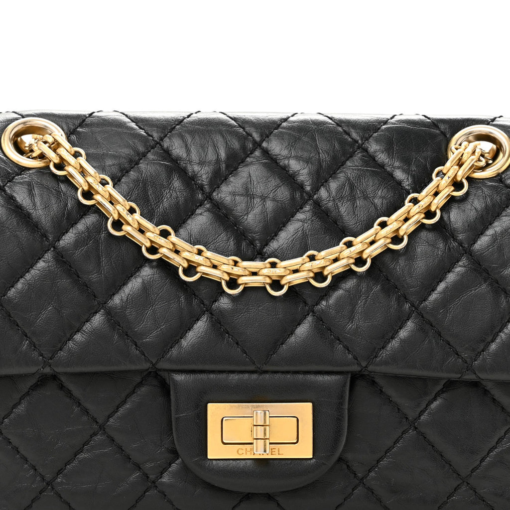 Aged Calfskin Quilted 2.55 Reissue Mini Flap Black