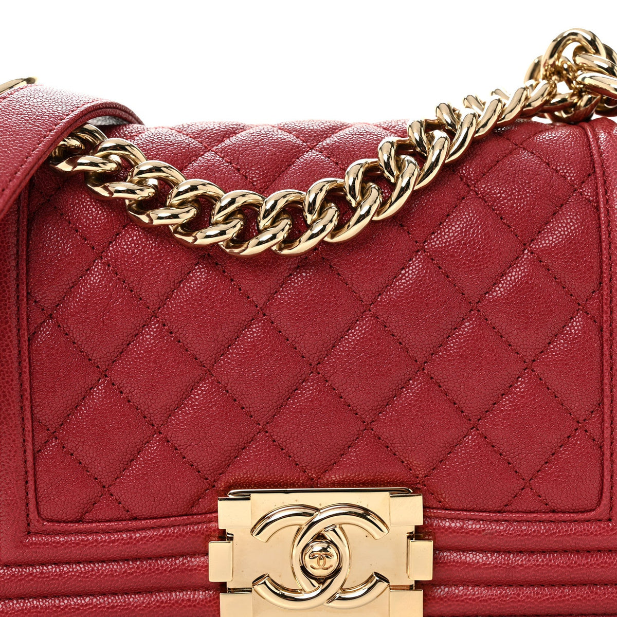 Caviar Quilted Small Boy Flap Dark Pink