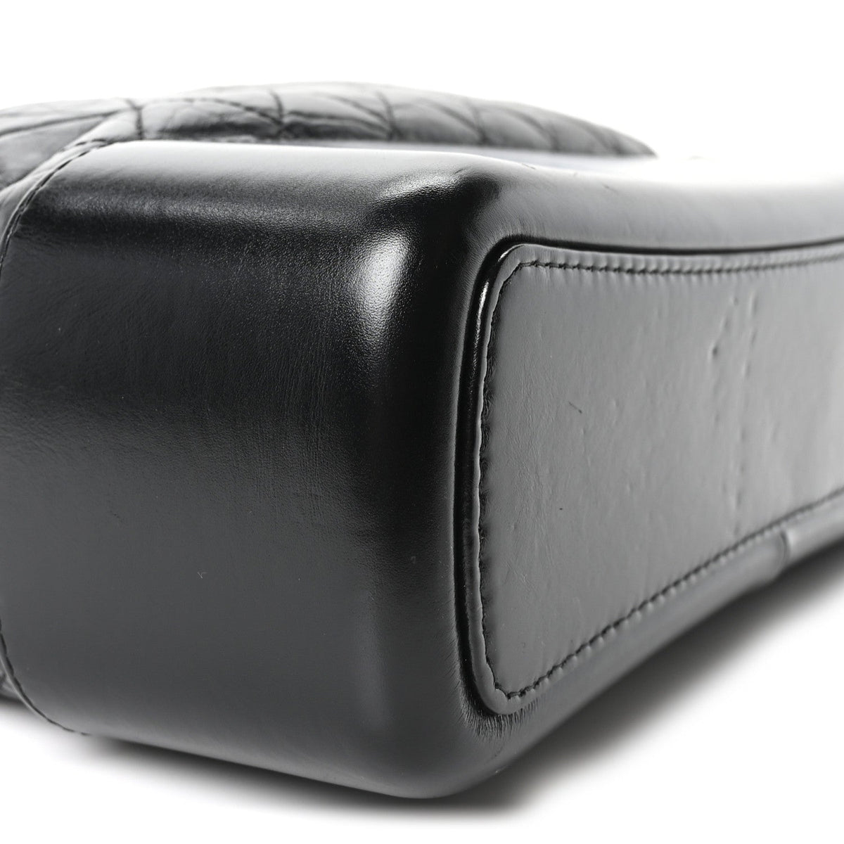 Aged Calfskin Quilted Large Gabrielle Hobo Black