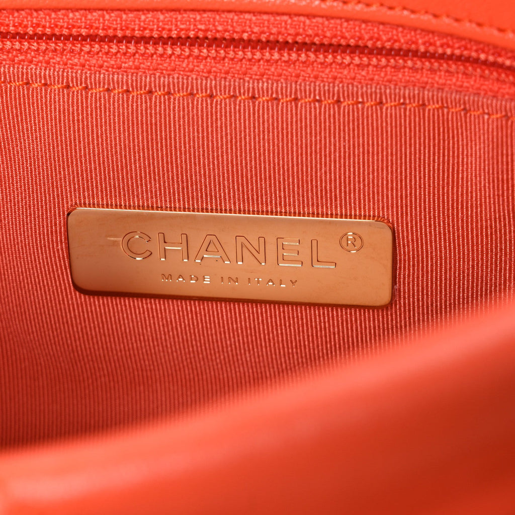 Goatskin Quilted Large Chanel 19 Flap Orange