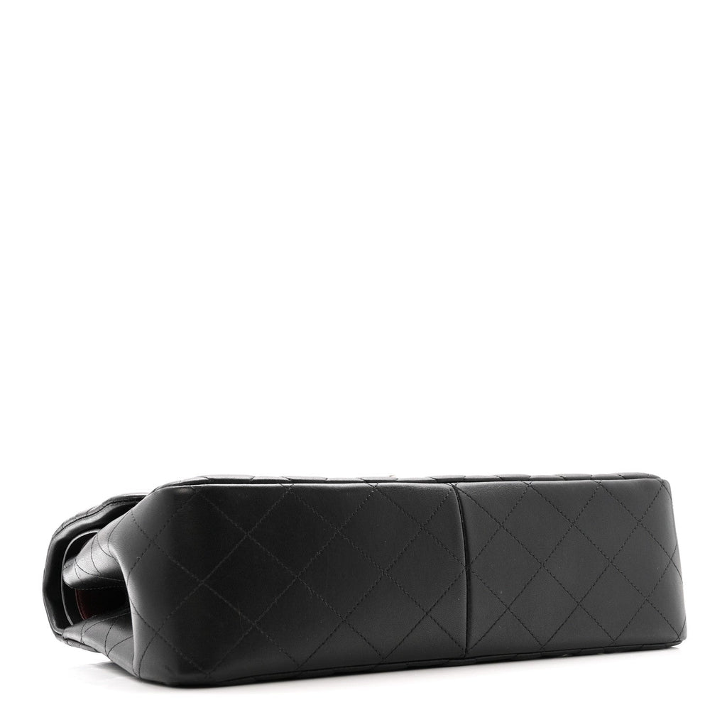 Lambskin Quilted Jumbo Double Flap Black
