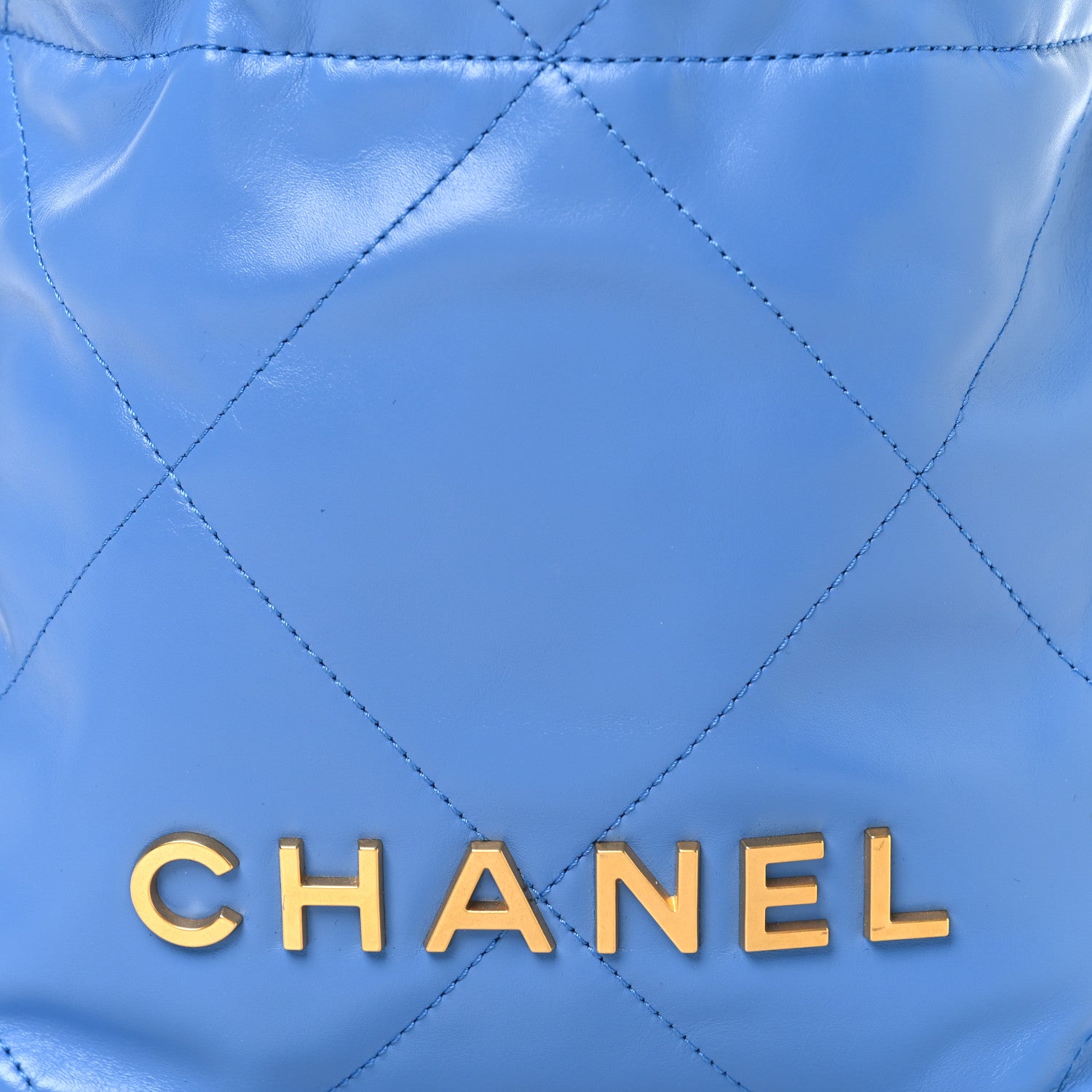 Shiny Calfskin Quilted Mini Chanel 22 Blue