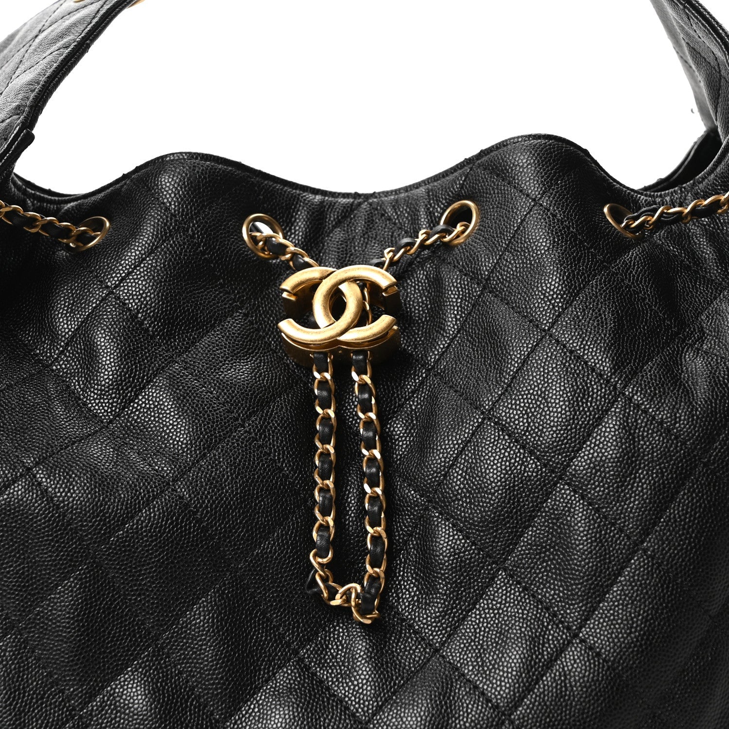 Caviar Quilted Medium Chanel 25 Handbag Black