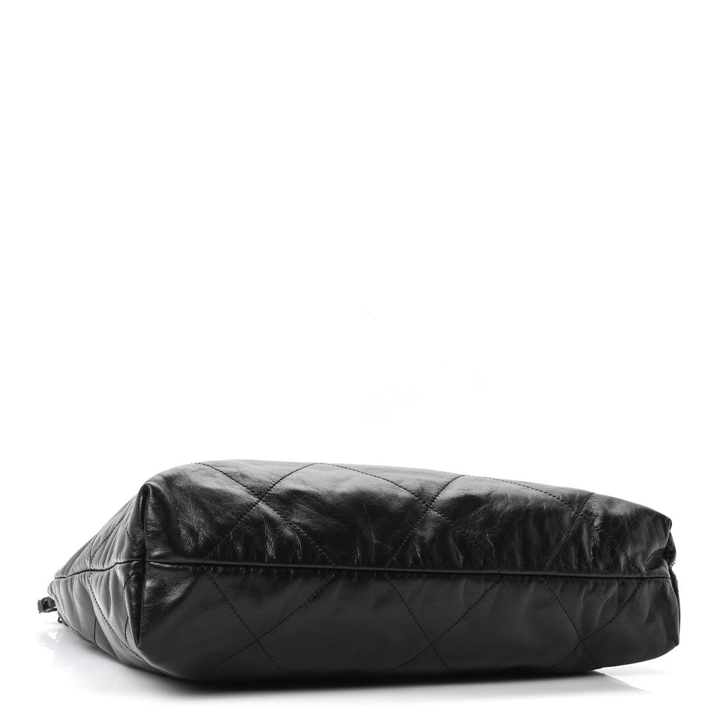 Shiny Calfskin Quilted Monochrome Small Chanel 22 Black