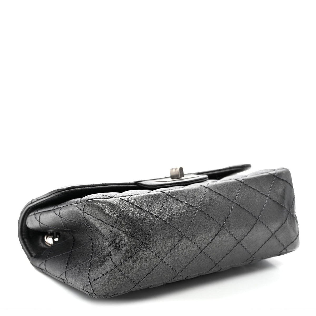 Metallic Sheepskin Quilted 2.55 Reissue Mini Flap Dark Silver