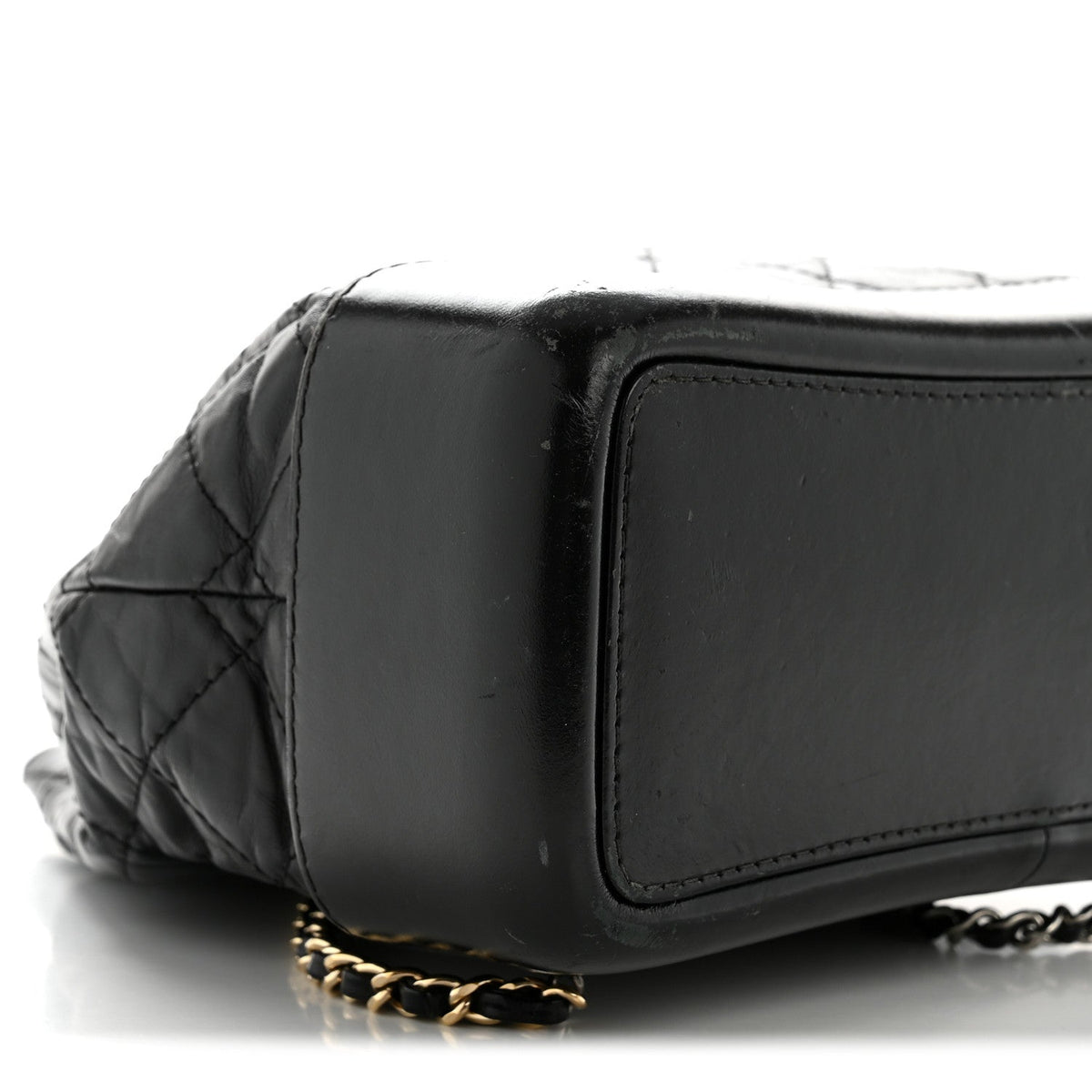 Aged Calfskin Quilted Small Gabrielle Backpack Black