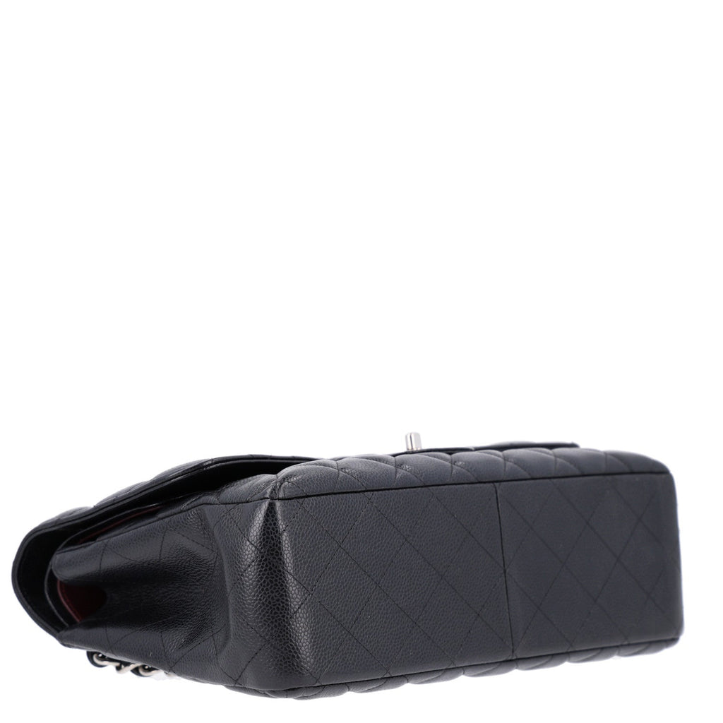Caviar Quilted Jumbo Double Flap Black