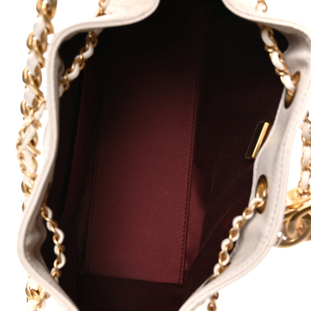 Caviar Quilted Mini Chanel 25 Handbag White