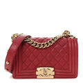 Caviar Quilted Small Boy Flap Dark Pink