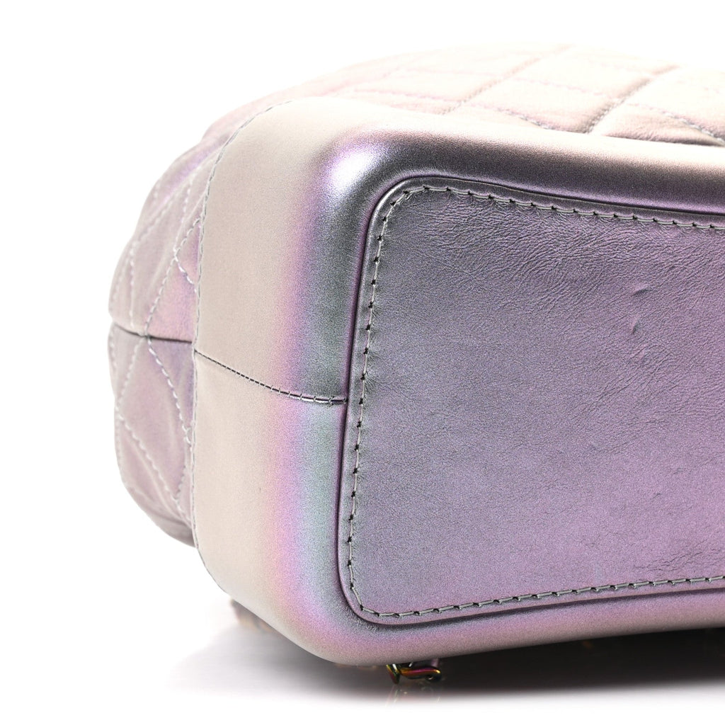 Iridescent Lambskin Calfskin Quilted Gabrielle Backpack Light Purple