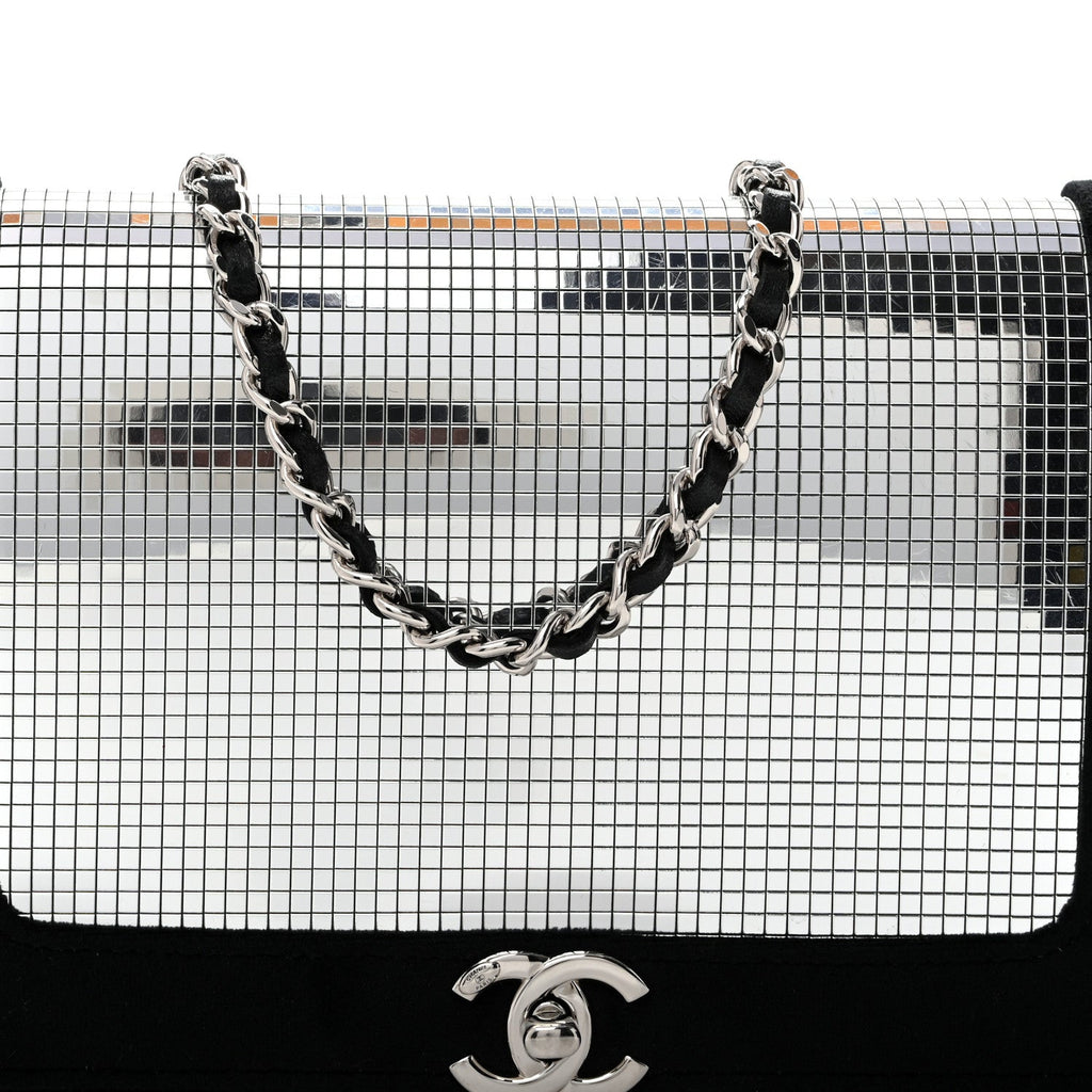 Velvet Mirror Embellished Boy Wallet On Chain WOC Argent
