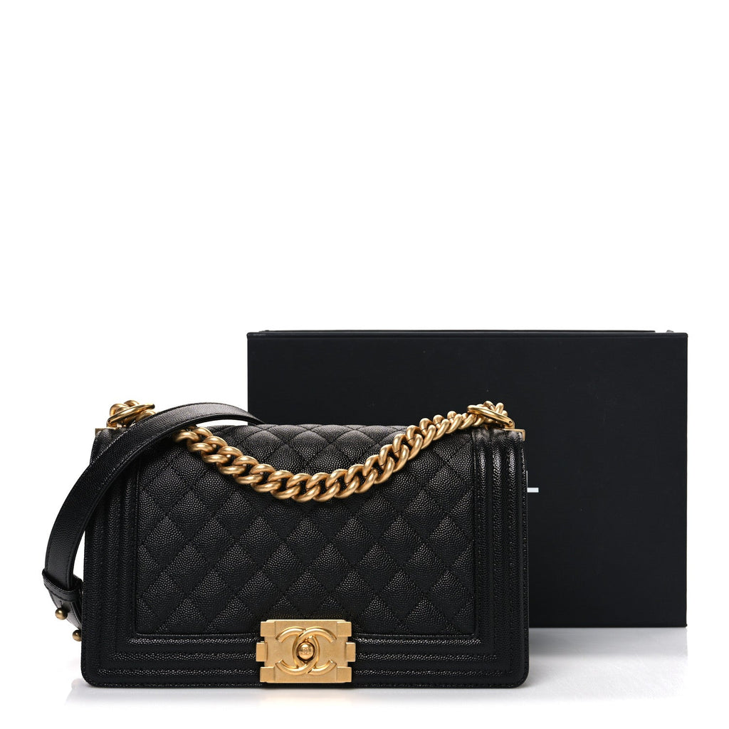 Caviar Quilted Medium Boy Flap Black