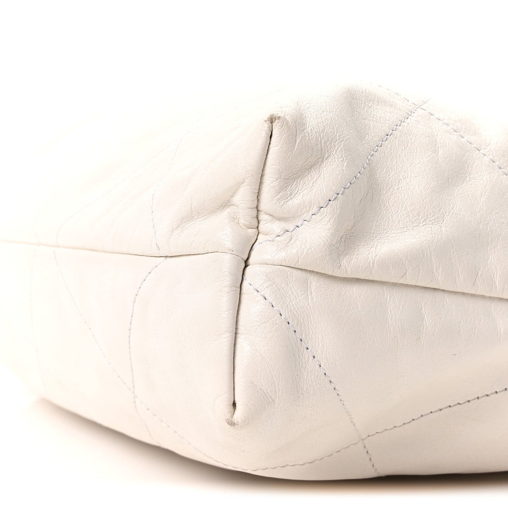 Shiny Calfskin Quilted Chanel 22 White