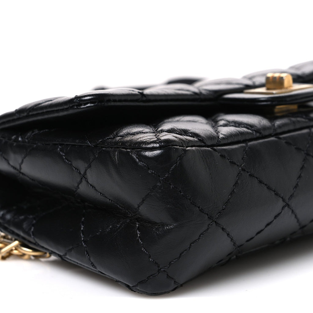 Aged Calfskin Quilted 2.55 Reissue Flap Belt Bag Clutch Black