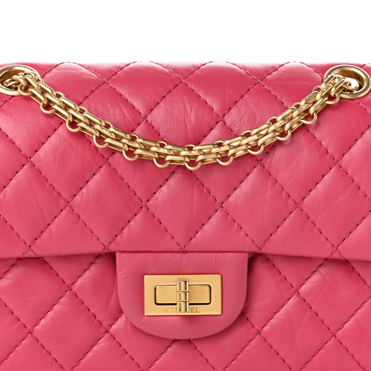 Aged Calfskin Quilted 2.55 Reissue Mini Flap Pink