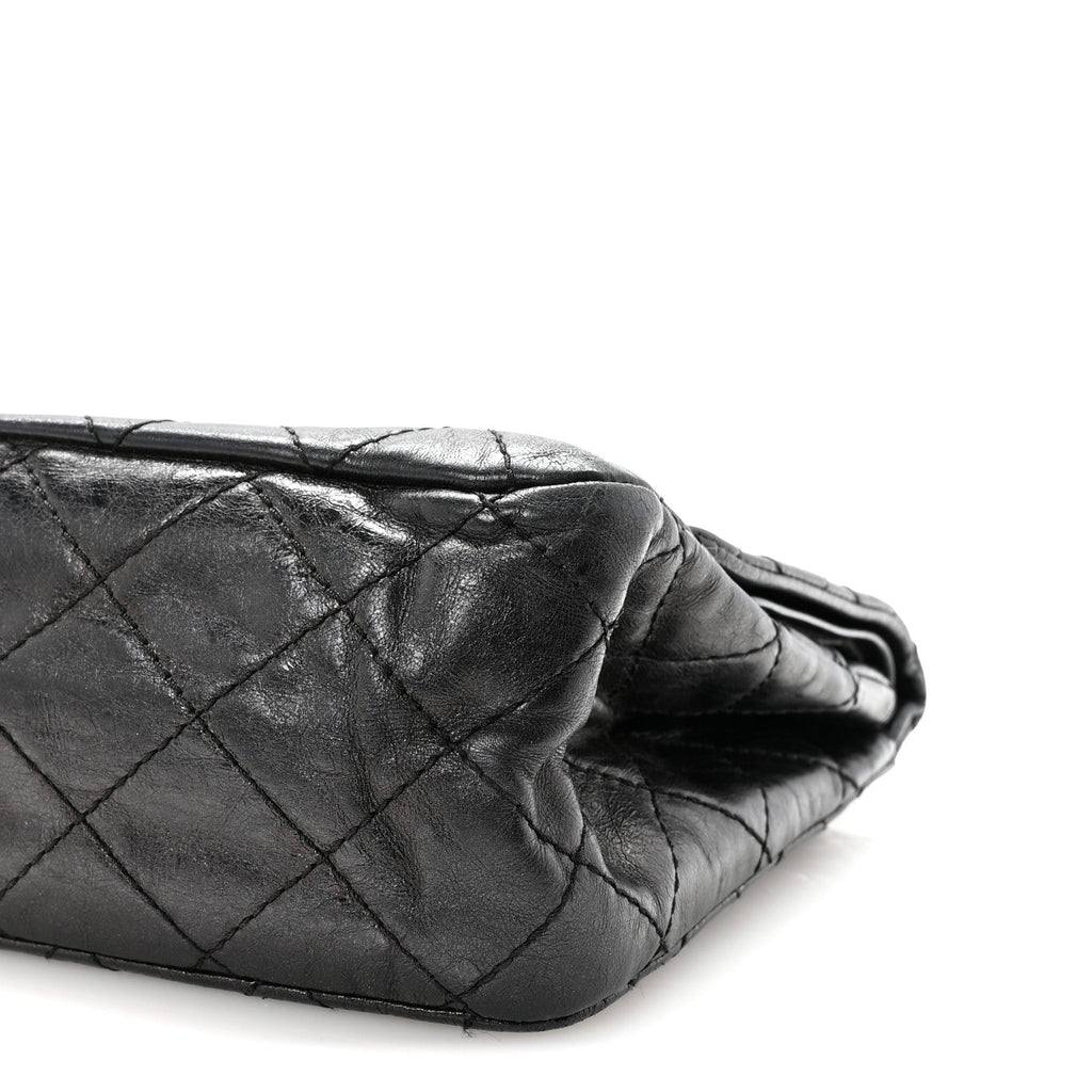 Aged Calfskin Quilted 2.55 Reissue 227 Flap Black