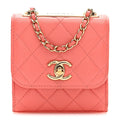 Lambskin Quilted Mini Trendy CC Clutch With Chain Coral Pink