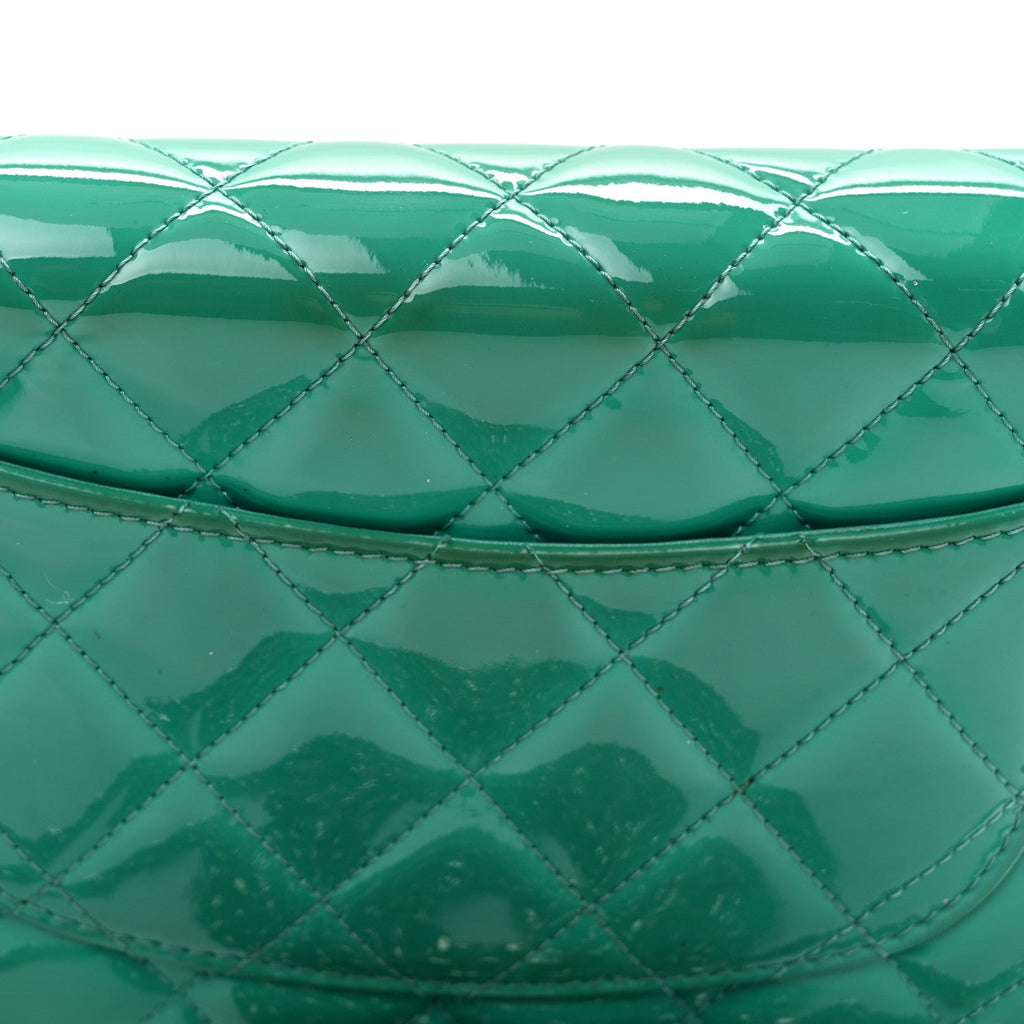 Patent Quilted Wallet On Chain WOC Green