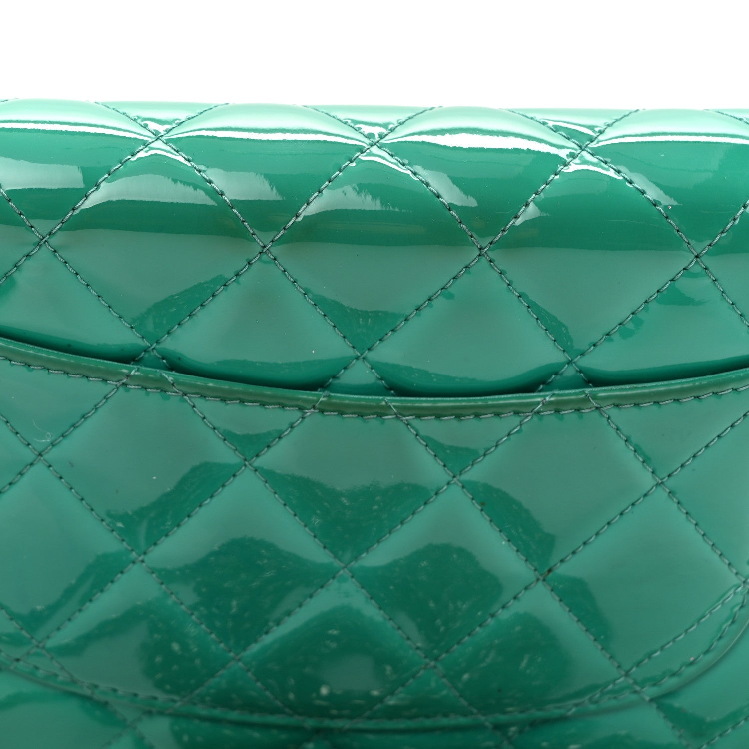 Patent Quilted Wallet On Chain WOC Green
