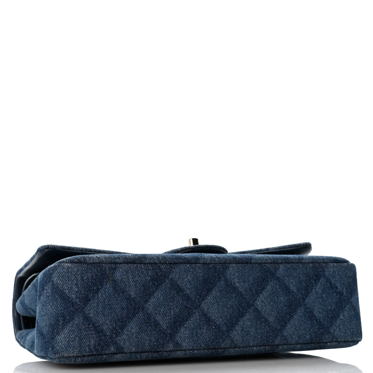 Printed Denim Quilted Medium Double Flap Light Blue