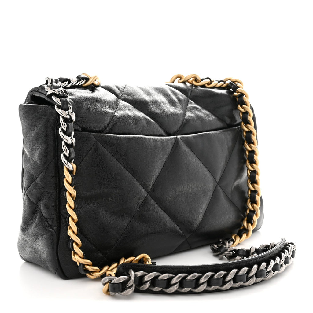 Goatskin Quilted Large Chanel 19 Flap Black