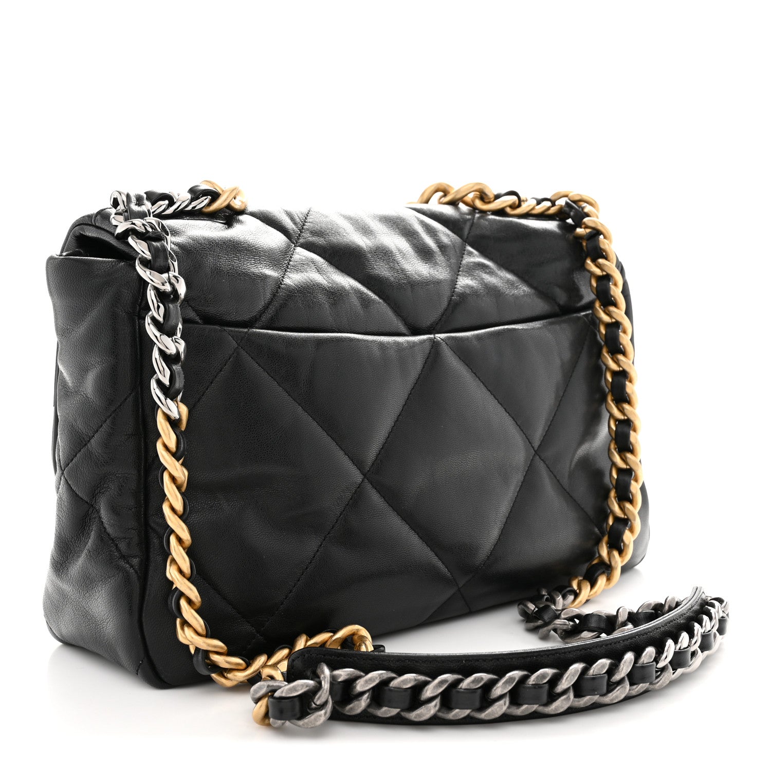 Goatskin Quilted Large Chanel 19 Flap Black