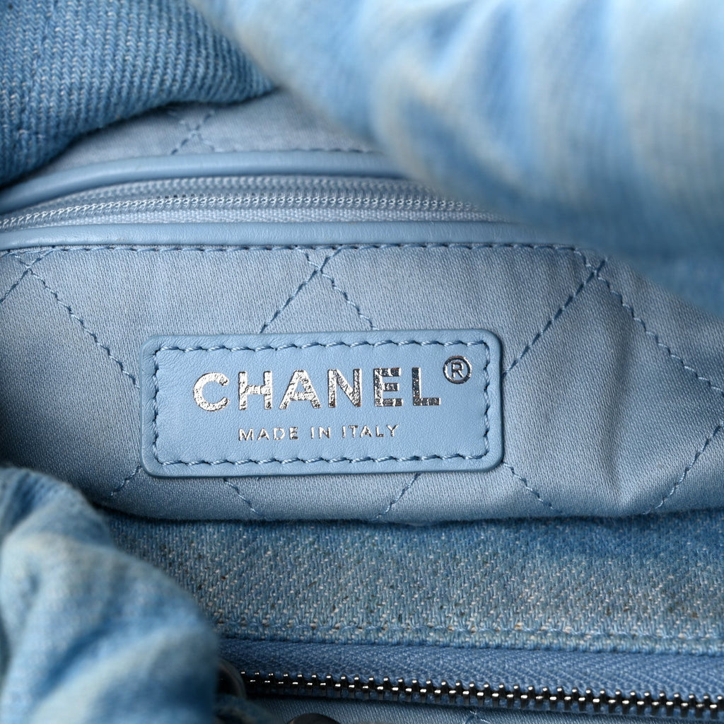Denim Quilted Chanel 22 Light Blue