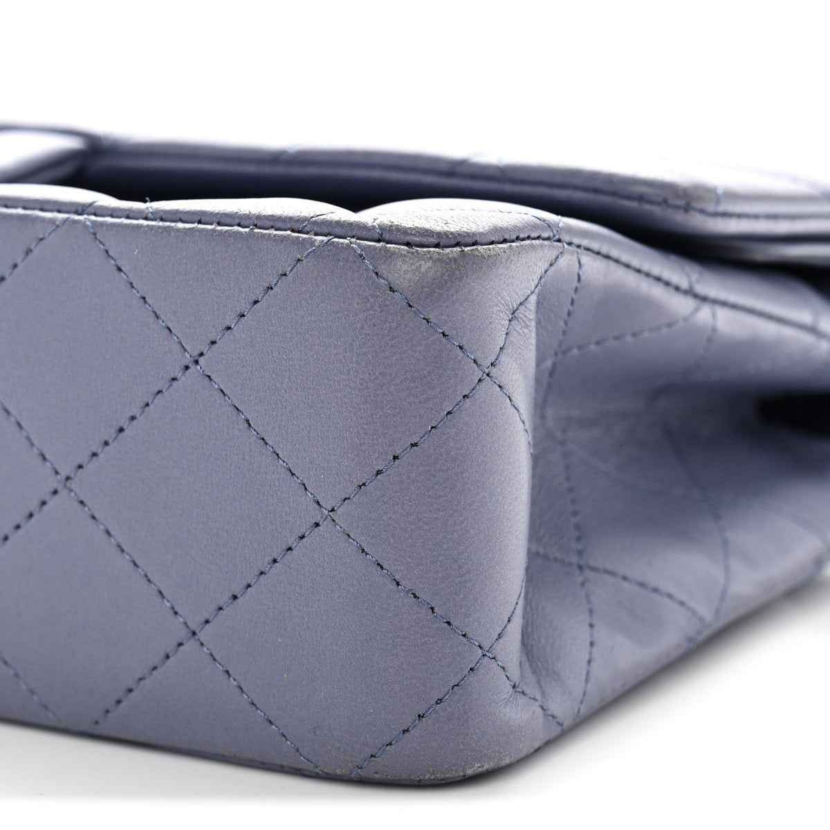 Lambskin Quilted Medium Double Flap Blue