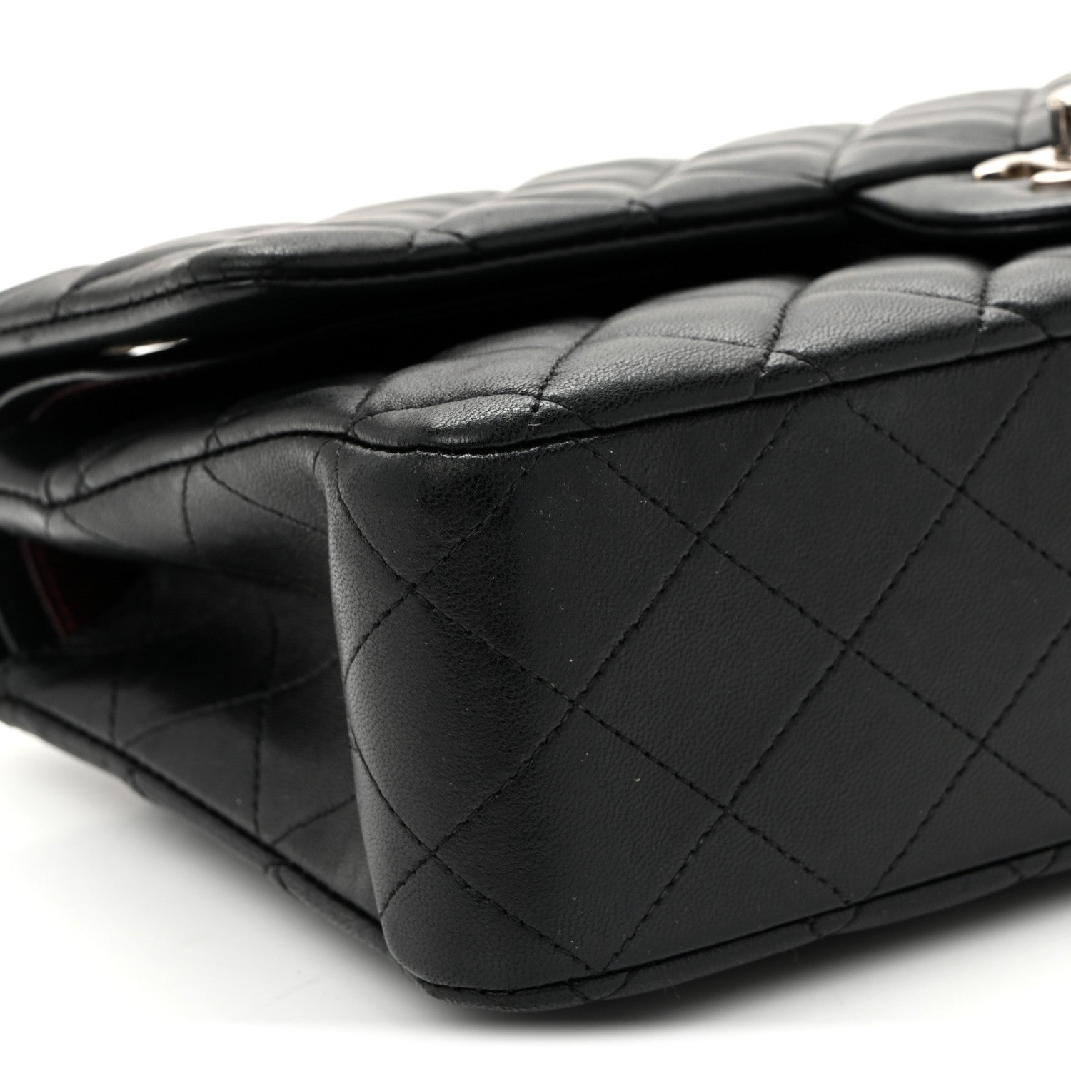 Lambskin Quilted Medium Double Flap  Black